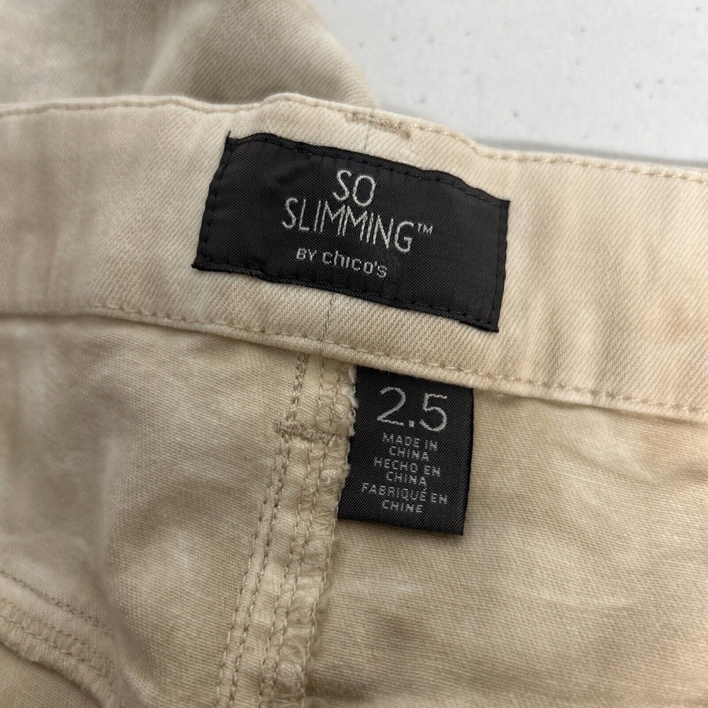 Chico's So Slimming White/Brown Tie Dye Tapered Leg Ankle Pants (35 x 30)