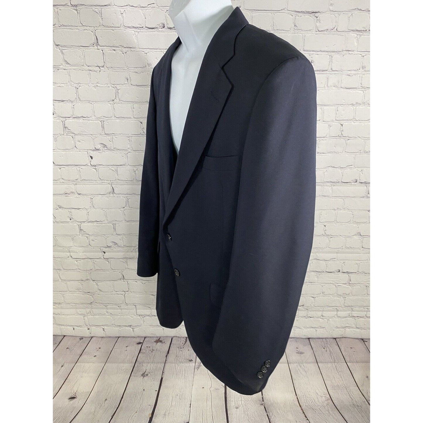VTG Palm Beach Made in USA Dark Blue 2 Button Jacket Blazer Sport Coat 44L