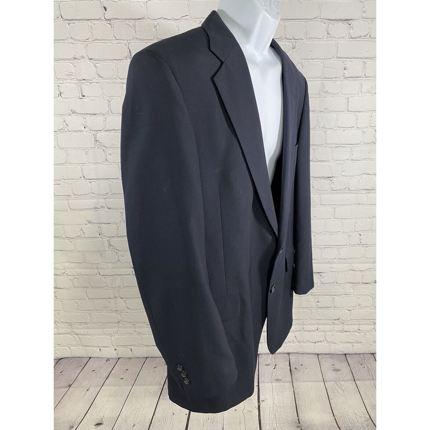 VTG Palm Beach Made in USA Dark Blue 2 Button Jacket Blazer Sport Coat 44L