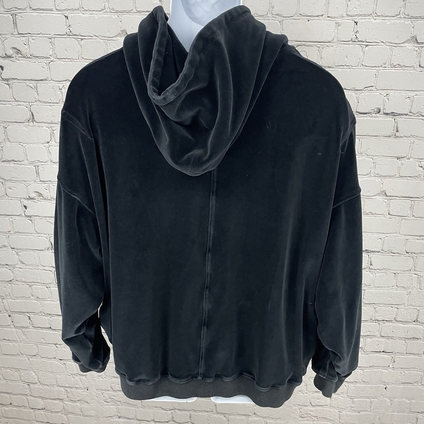 Represent Black Velvet Velour Streetwear Hoodie Pockets British Made Size XL