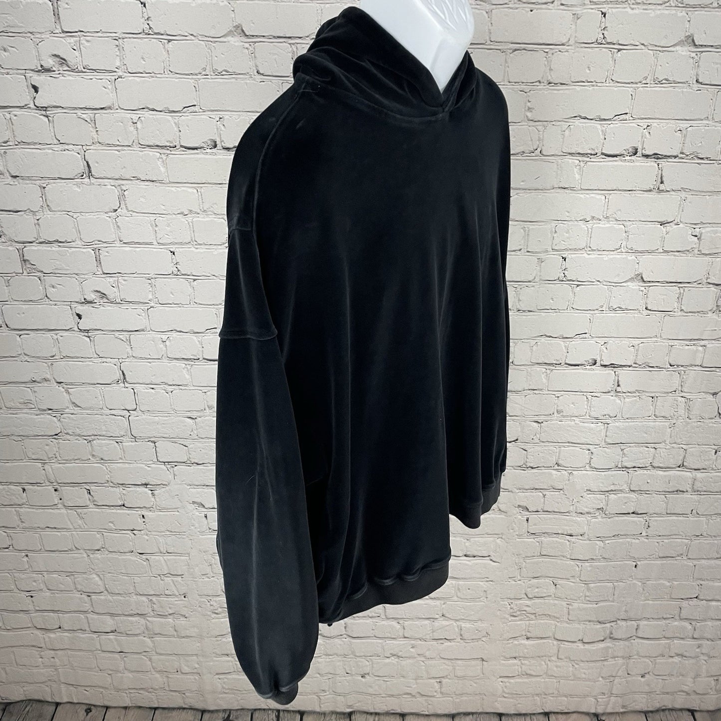 Represent Black Velvet Velour Streetwear Hoodie Pockets British Made Size XL