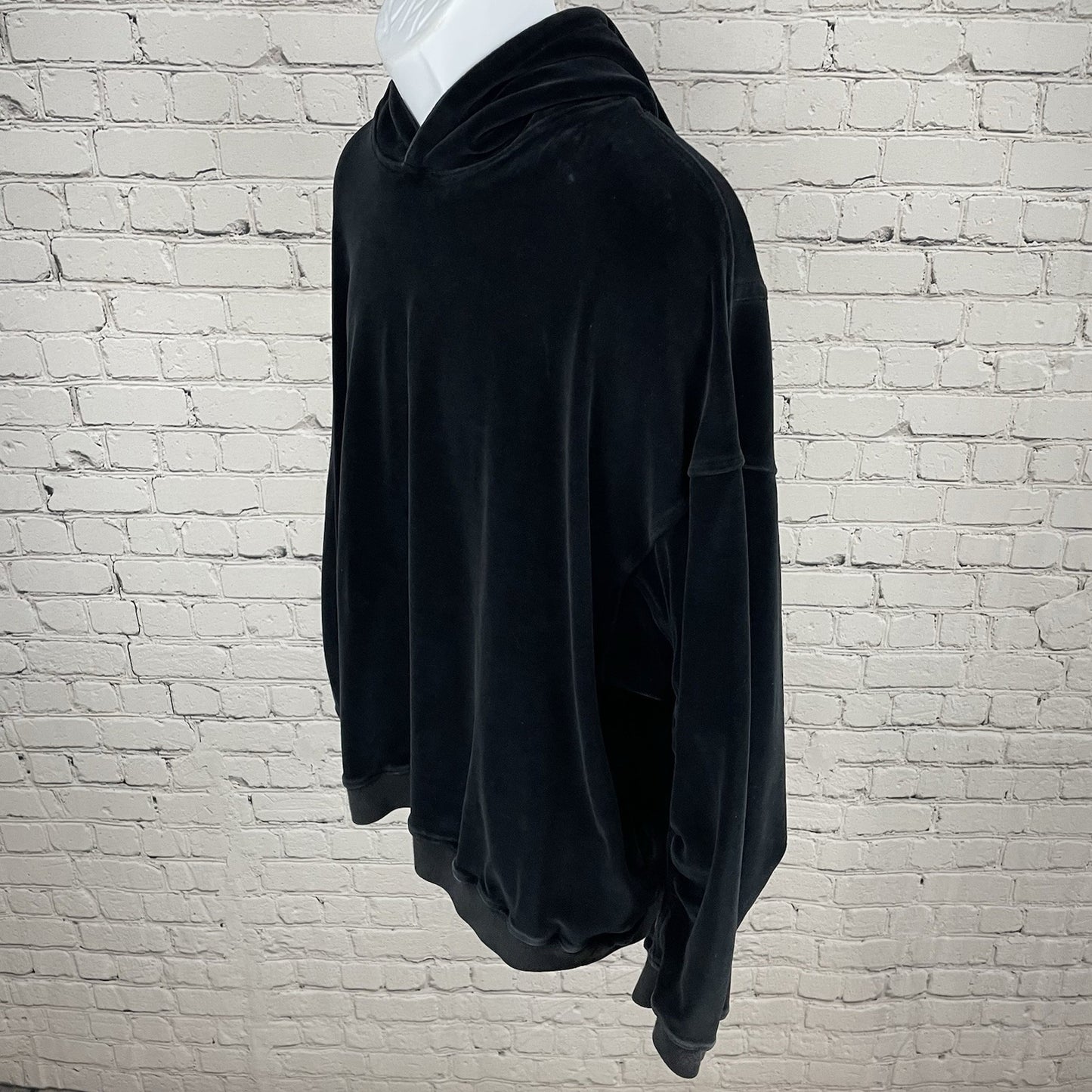 Represent Black Velvet Velour Streetwear Hoodie Pockets British Made Size XL