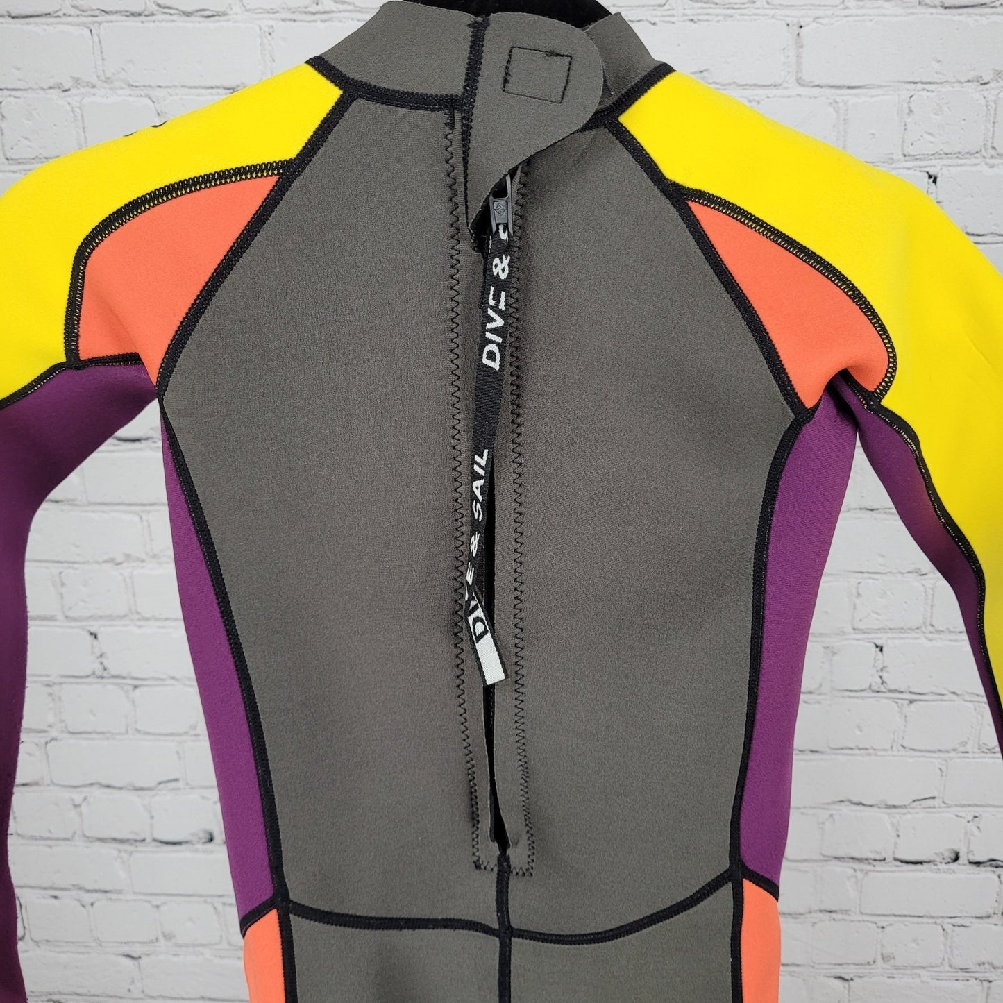 Dive & Sail Multicolor Colorblock Zipped Long Sleeve Wetsuit Kids Size XXL