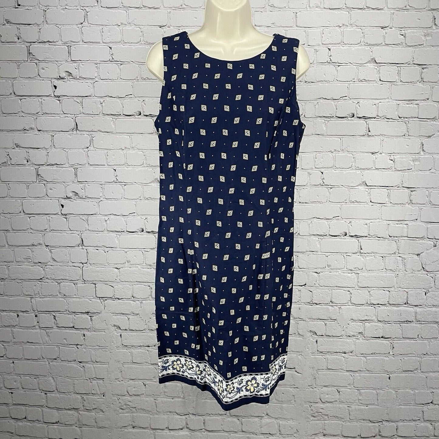 VTG Bushwacker Blue 100% Cotton Lightweight Shift Zipped Dress USA Made Size 8