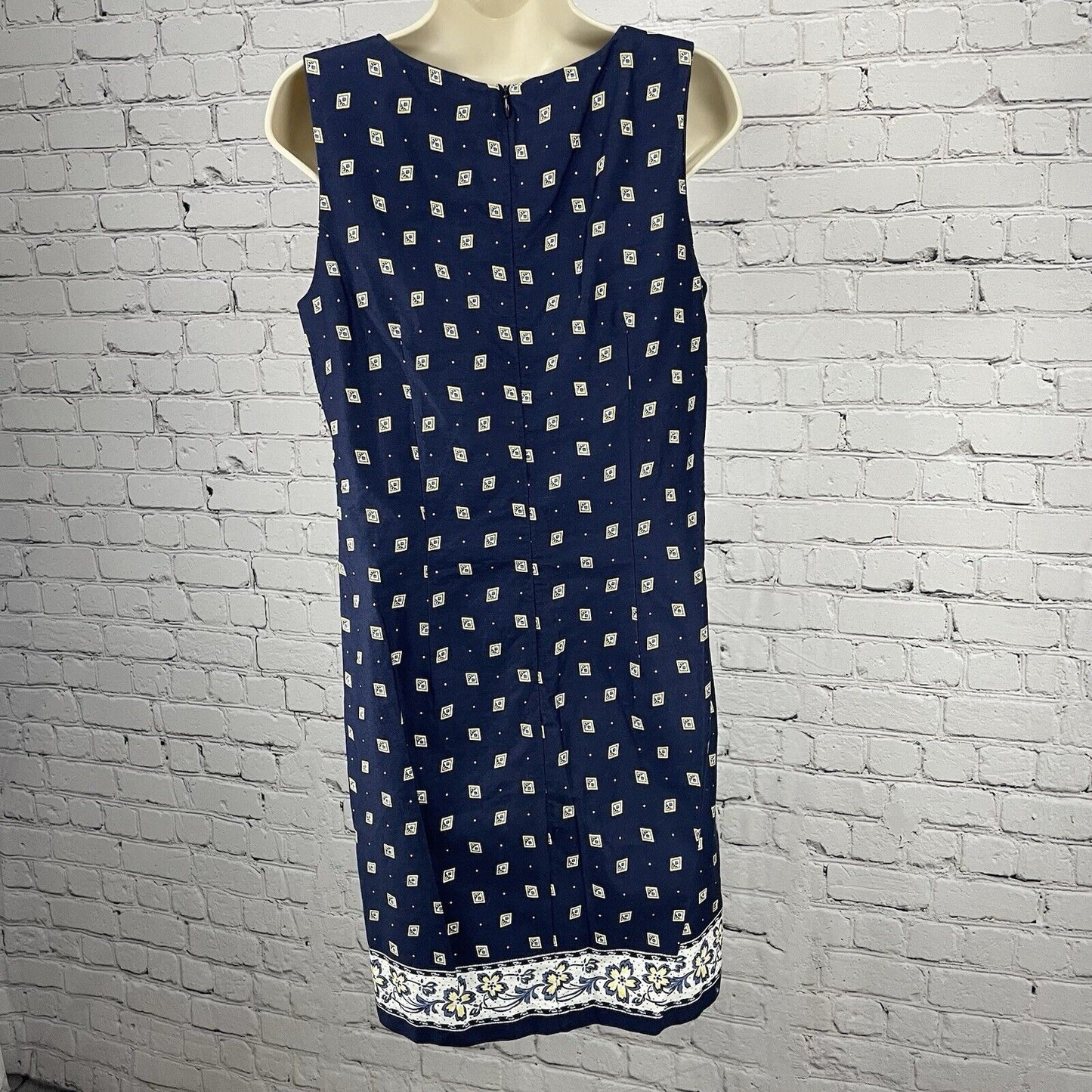 VTG Bushwacker Blue 100% Cotton Lightweight Shift Zipped Dress USA Made Size 8
