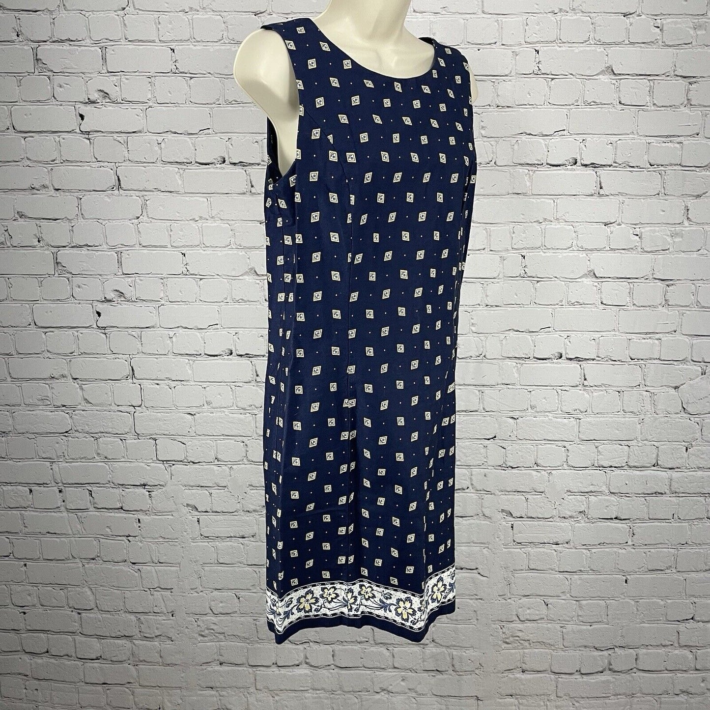 VTG Bushwacker Blue 100% Cotton Lightweight Shift Zipped Dress USA Made Size 8