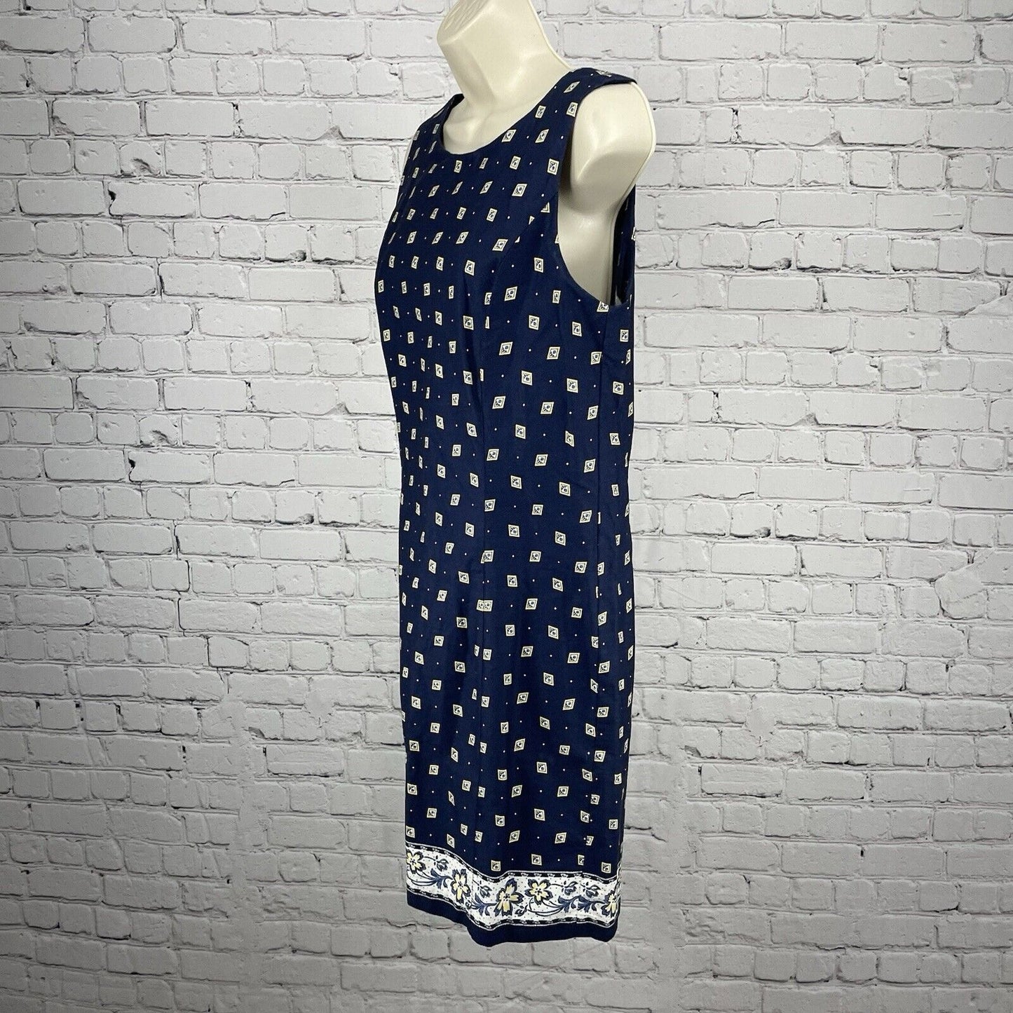 VTG Bushwacker Blue 100% Cotton Lightweight Shift Zipped Dress USA Made Size 8