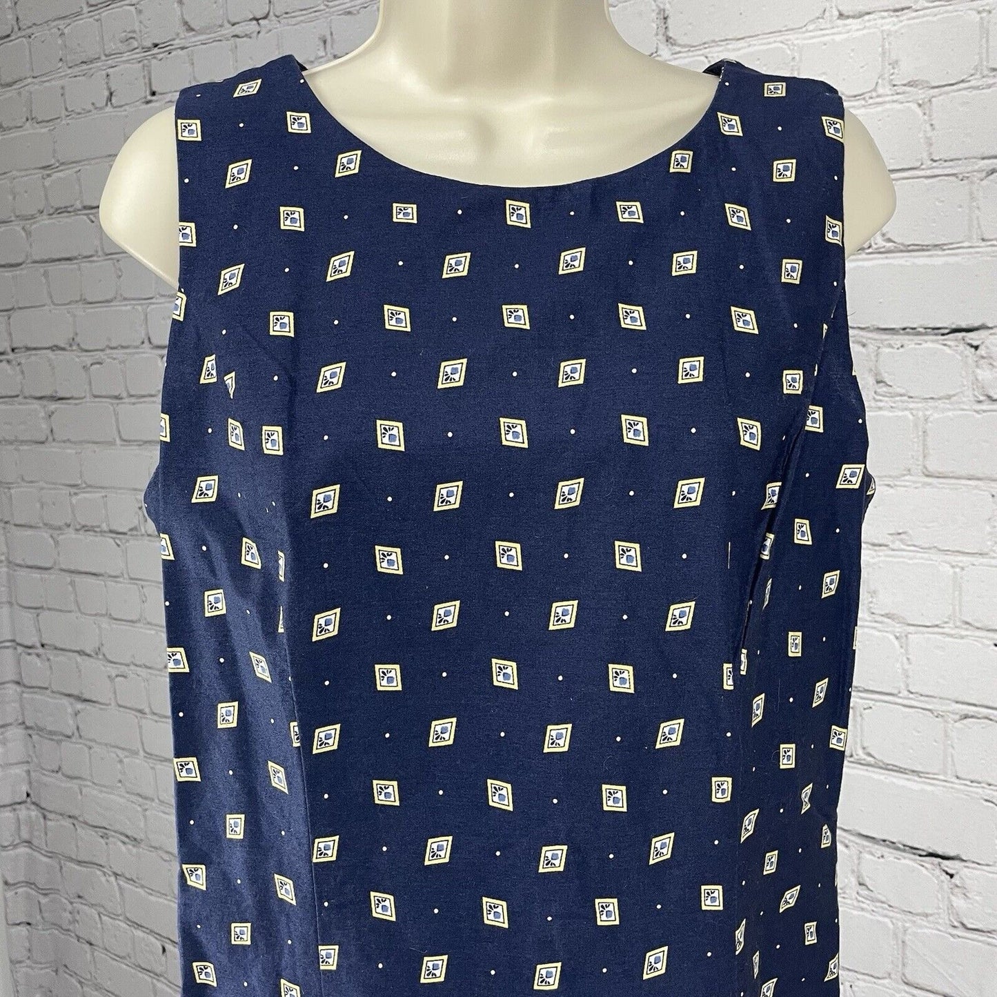 VTG Bushwacker Blue 100% Cotton Lightweight Shift Zipped Dress USA Made Size 8