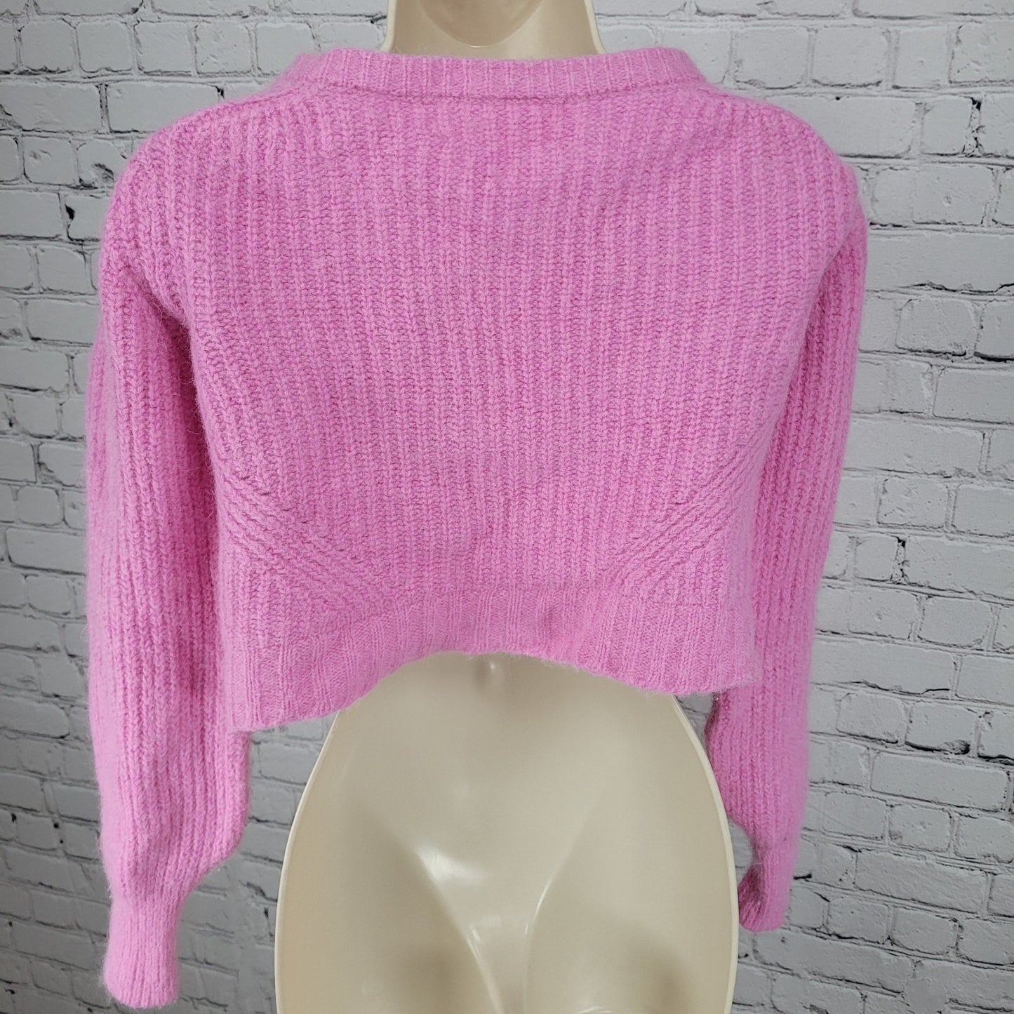 Eleven Six Pink Baby Alpaca Merino Wool Cropped Cardigan Sweater Size Small S