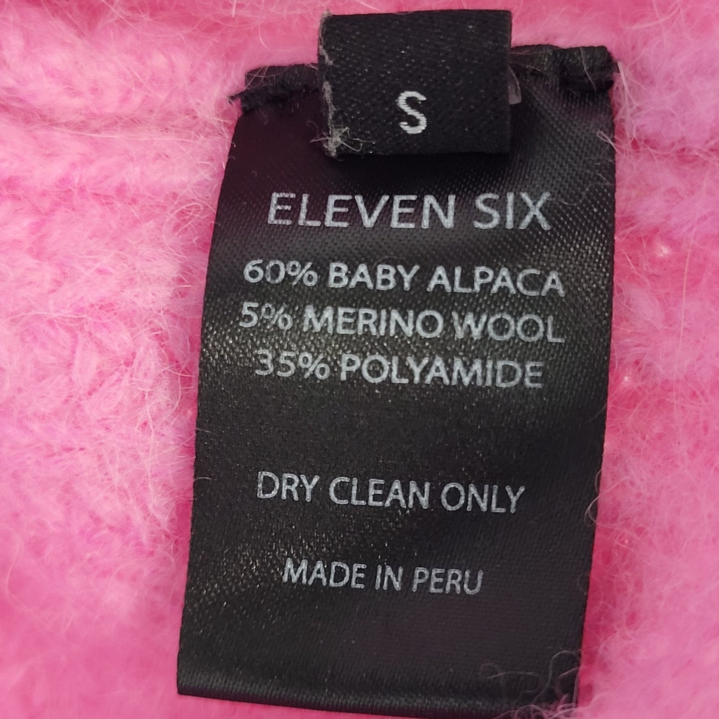 Eleven Six Pink Baby Alpaca Merino Wool Cropped Cardigan Sweater Size Small S