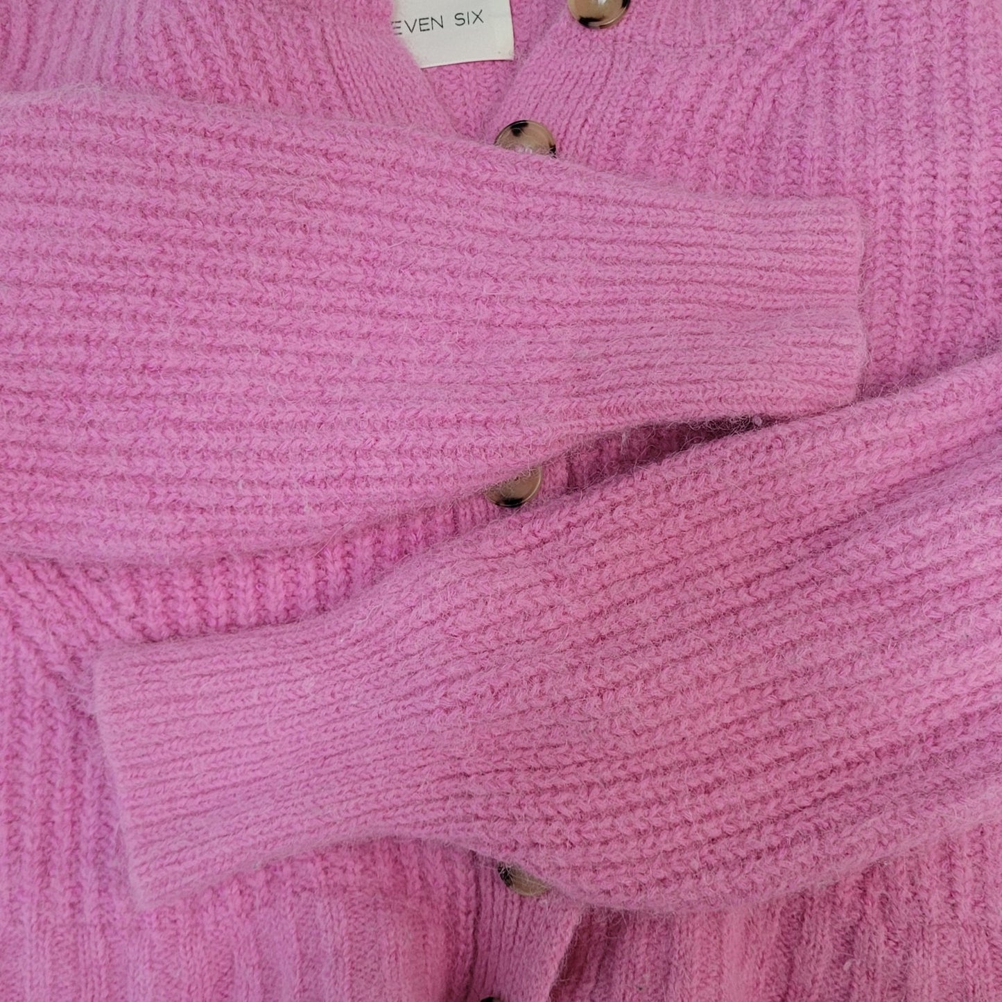Eleven Six Pink Baby Alpaca Merino Wool Cropped Cardigan Sweater Size Small S