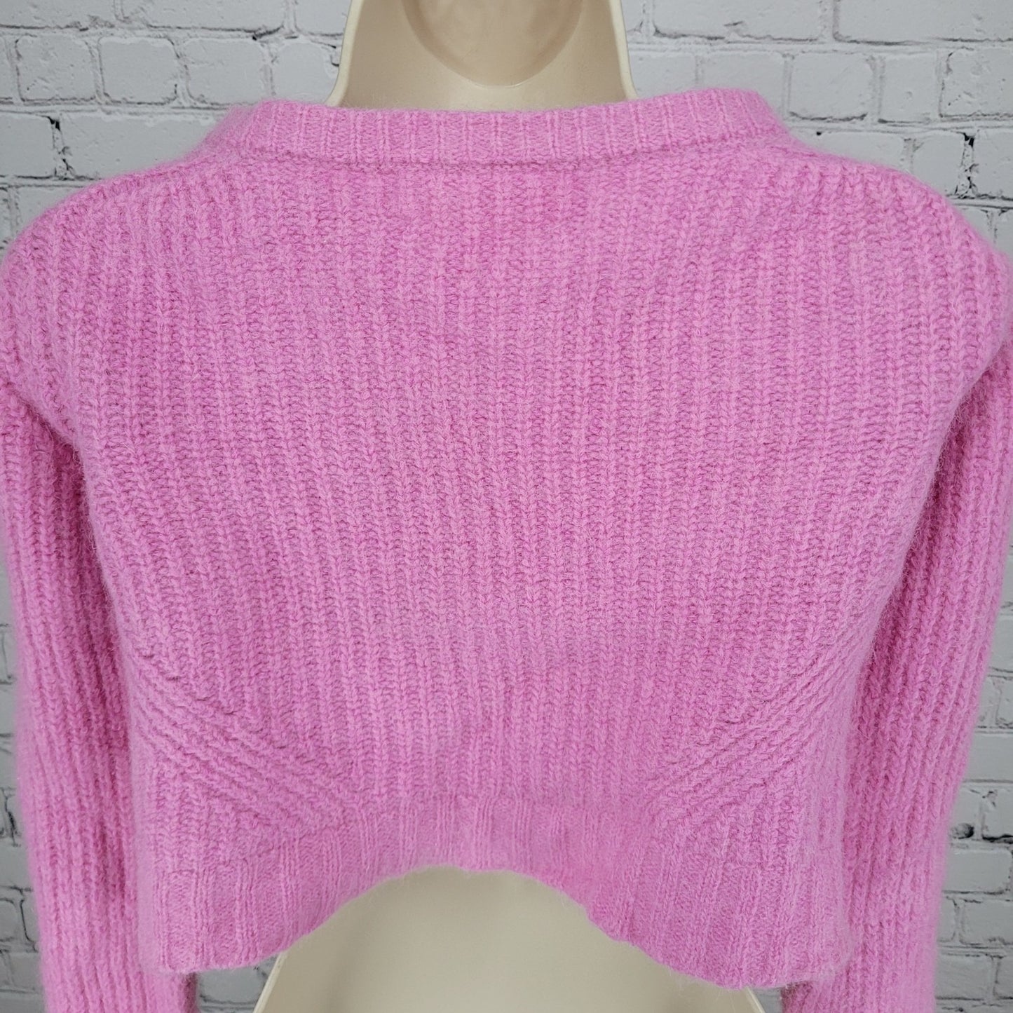 Eleven Six Pink Baby Alpaca Merino Wool Cropped Cardigan Sweater Size Small S