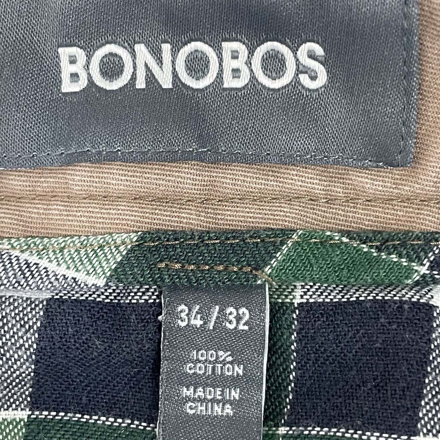Bonobos Muted Brown 100% Cotton Straight Leg Chino Pants Size 34 (34x31)