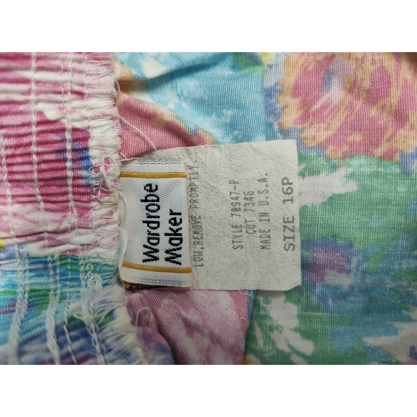 VTG Wardrobe Maker Elastic Waist Knee Length Pastel Floral A Line Skirt Size 16P