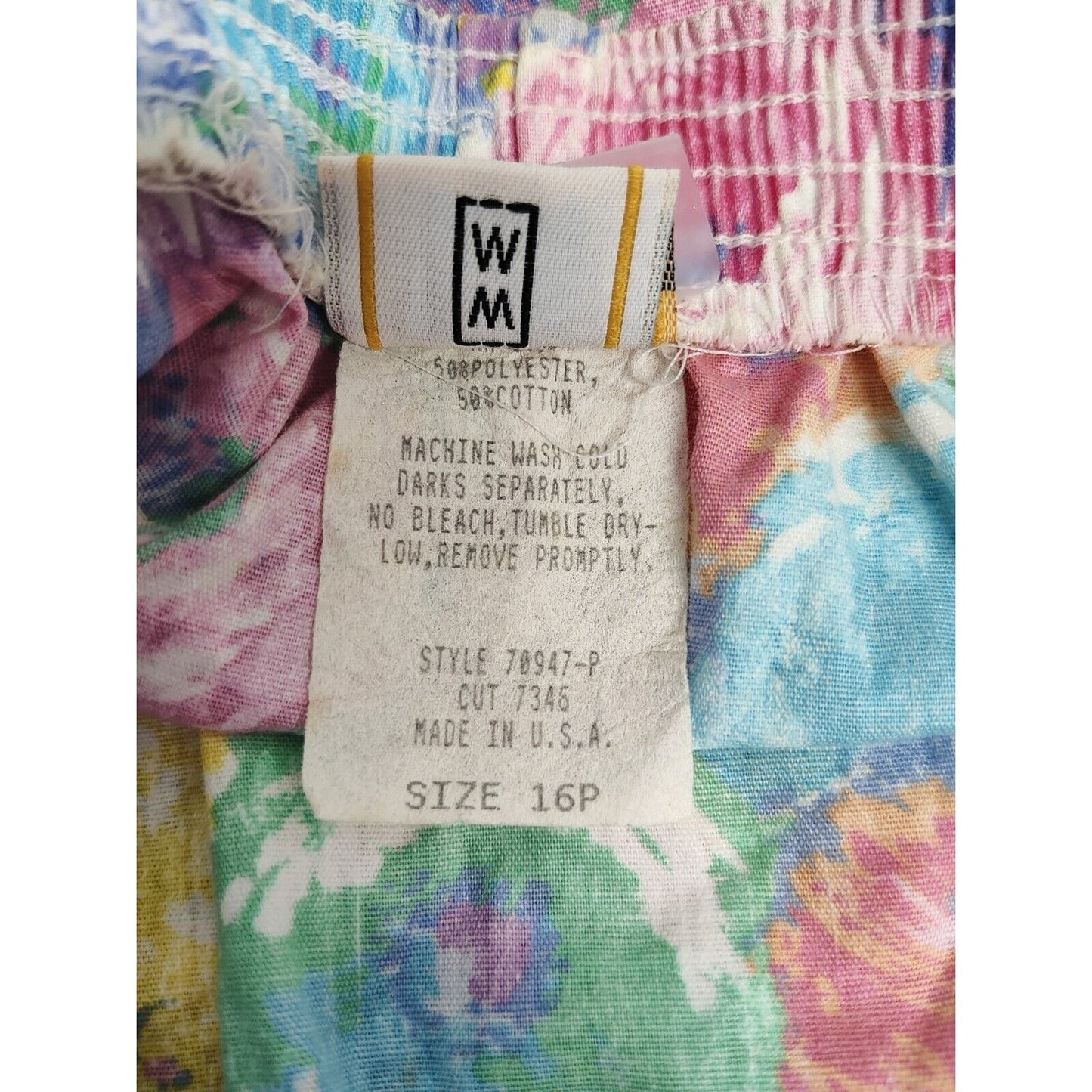 VTG Wardrobe Maker Elastic Waist Knee Length Pastel Floral A Line Skirt Size 16P
