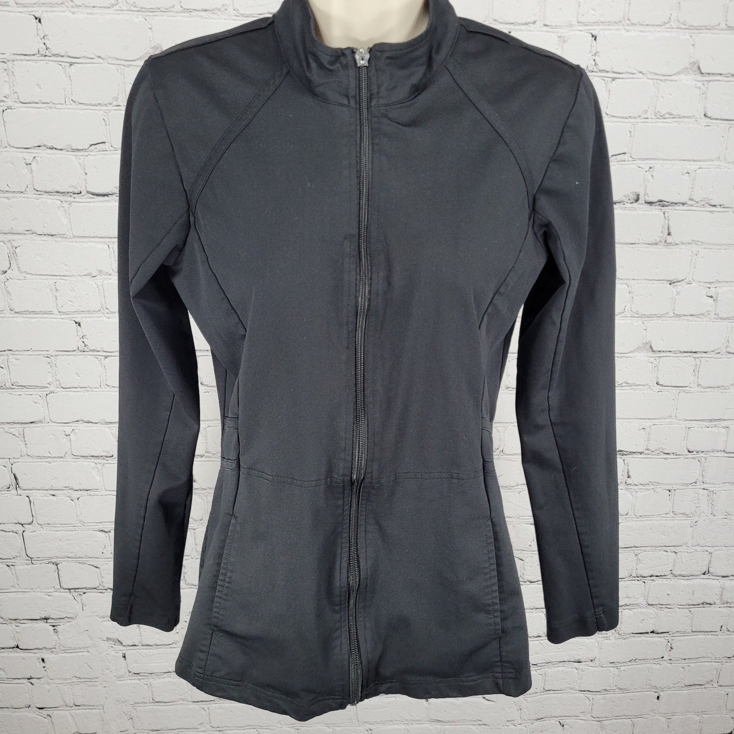 Grey's Anatomy Barco Black Full Zip Thumb Holes Unlined Stretch Jacket Size XS