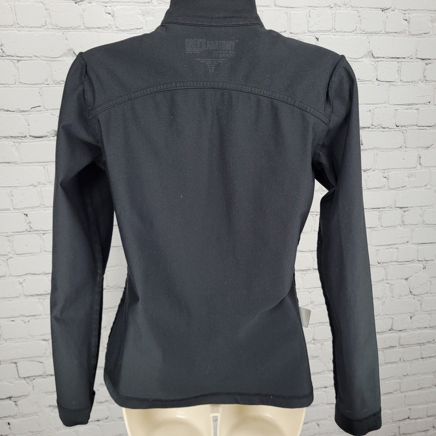 Grey's Anatomy Barco Black Full Zip Thumb Holes Unlined Stretch Jacket Size XS
