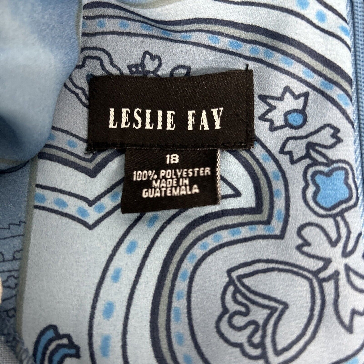 Leslie Fay Blue Floral Paisley Back Zip Short Sleeve Pleated Sides Maxi Dress 18