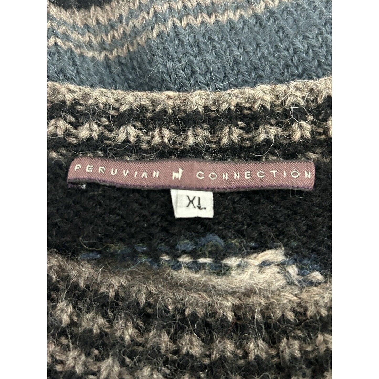 Peruvian Connection Multicolor 100% Alpaca Crewneck Long Sleeve Sweater Size XL