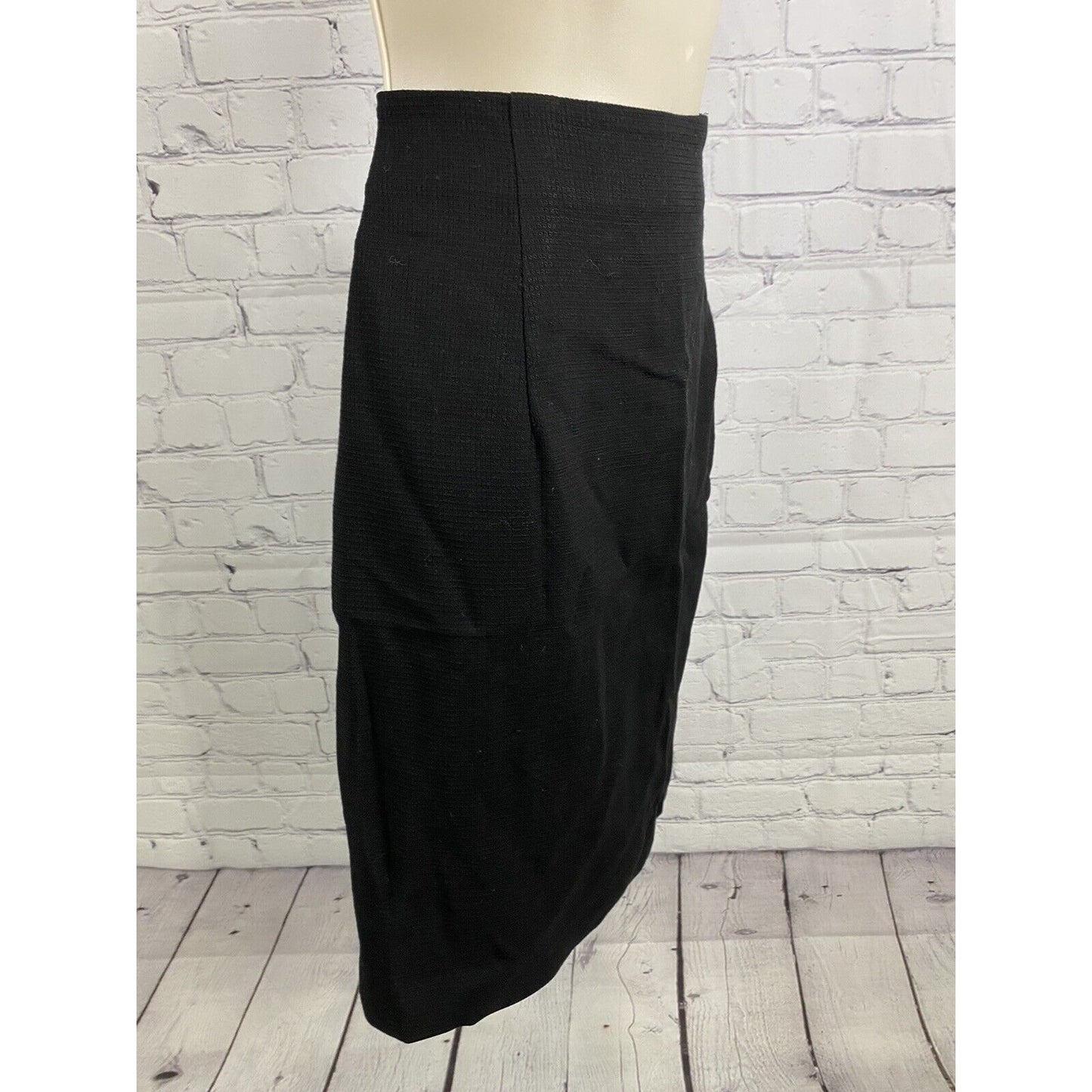 VTG Ann Taylor Black Wool Back Zip Pleated Pencil Skirt 10P