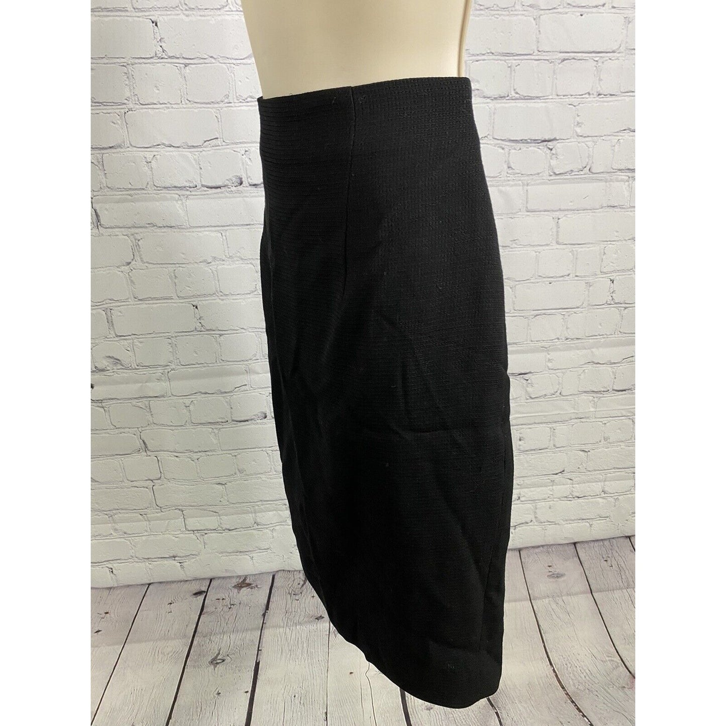 VTG Ann Taylor Black Wool Back Zip Pleated Pencil Skirt 10P