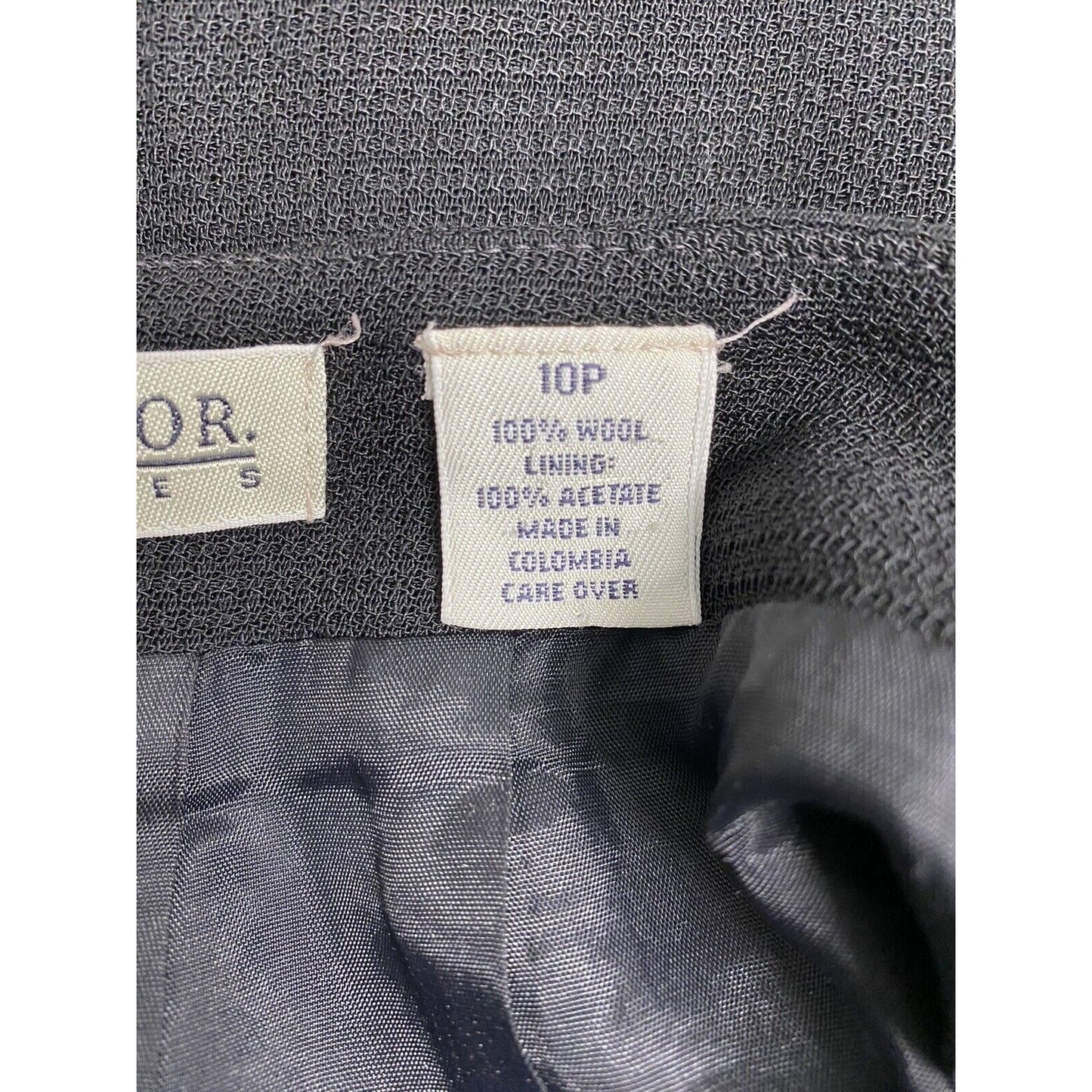 VTG Ann Taylor Black Wool Back Zip Pleated Pencil Skirt 10P