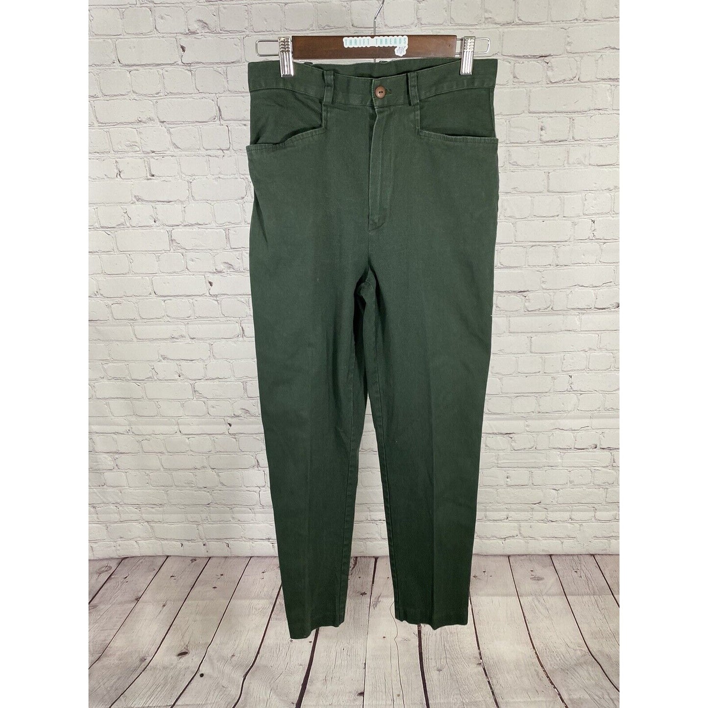 VTG David Paul Dark Green Cotton Blend Straight Leg Jeans Pants Size 10 (28x28)