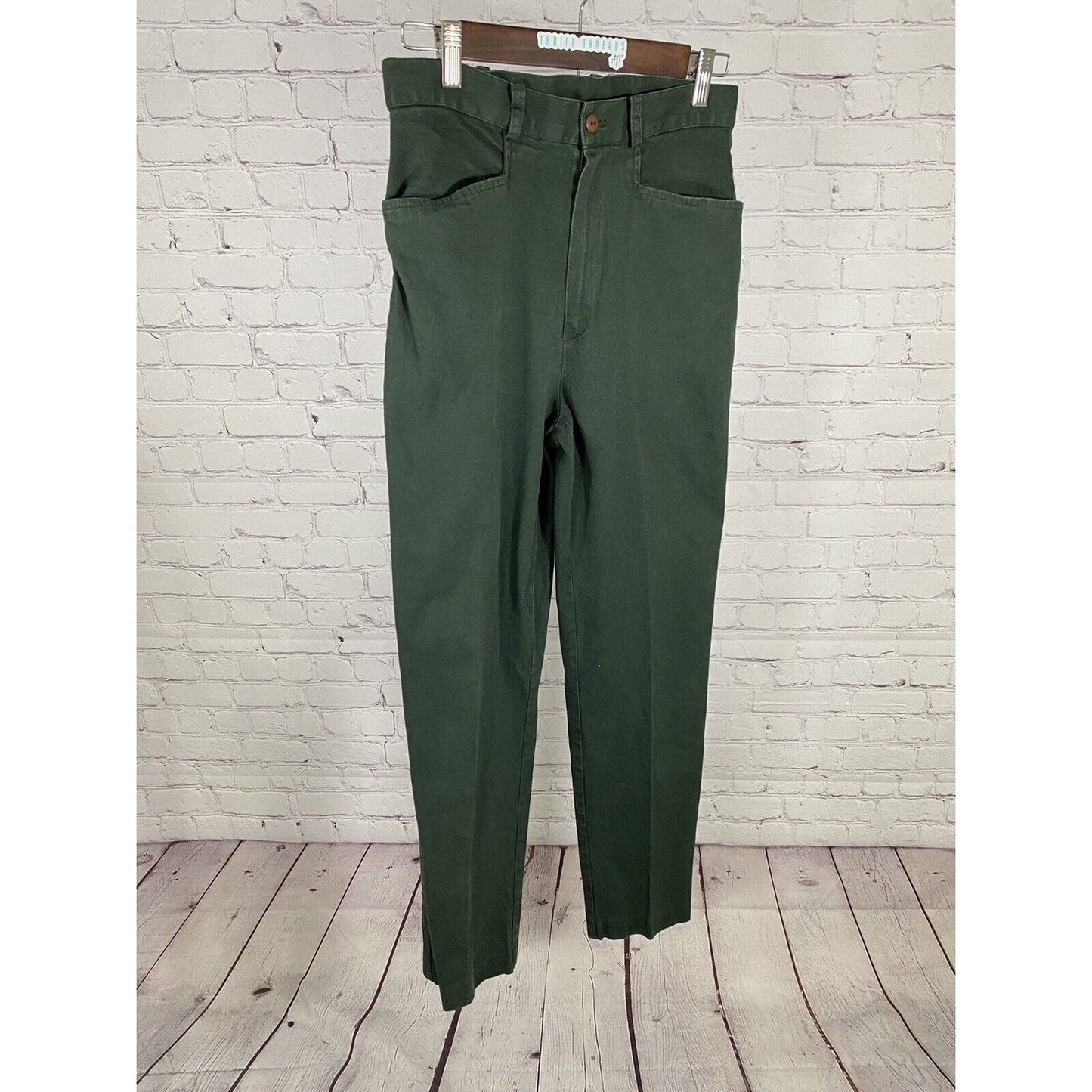 VTG David Paul Dark Green Cotton Blend Straight Leg Jeans Pants Size 10 (28x28)