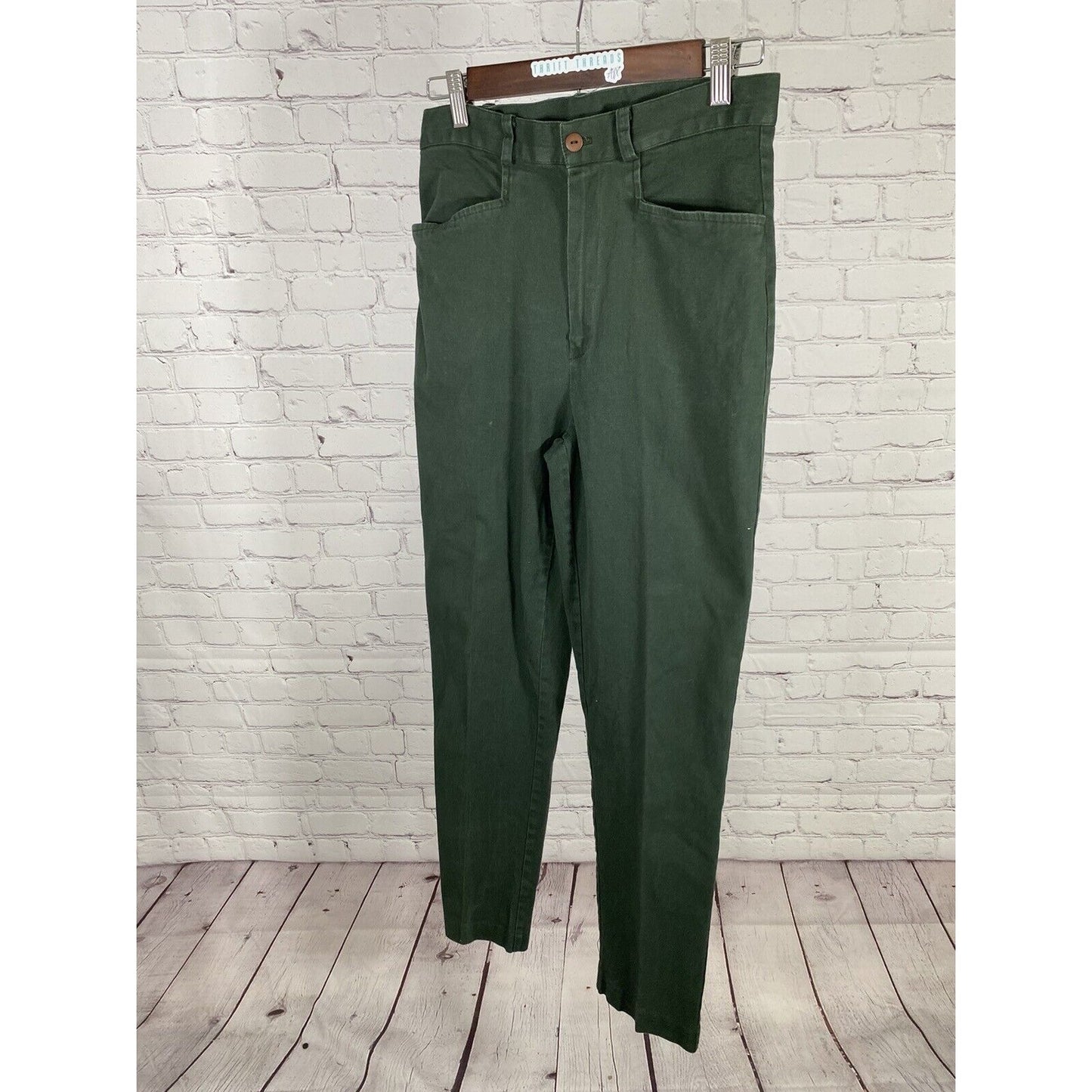 VTG David Paul Dark Green Cotton Blend Straight Leg Jeans Pants Size 10 (28x28)