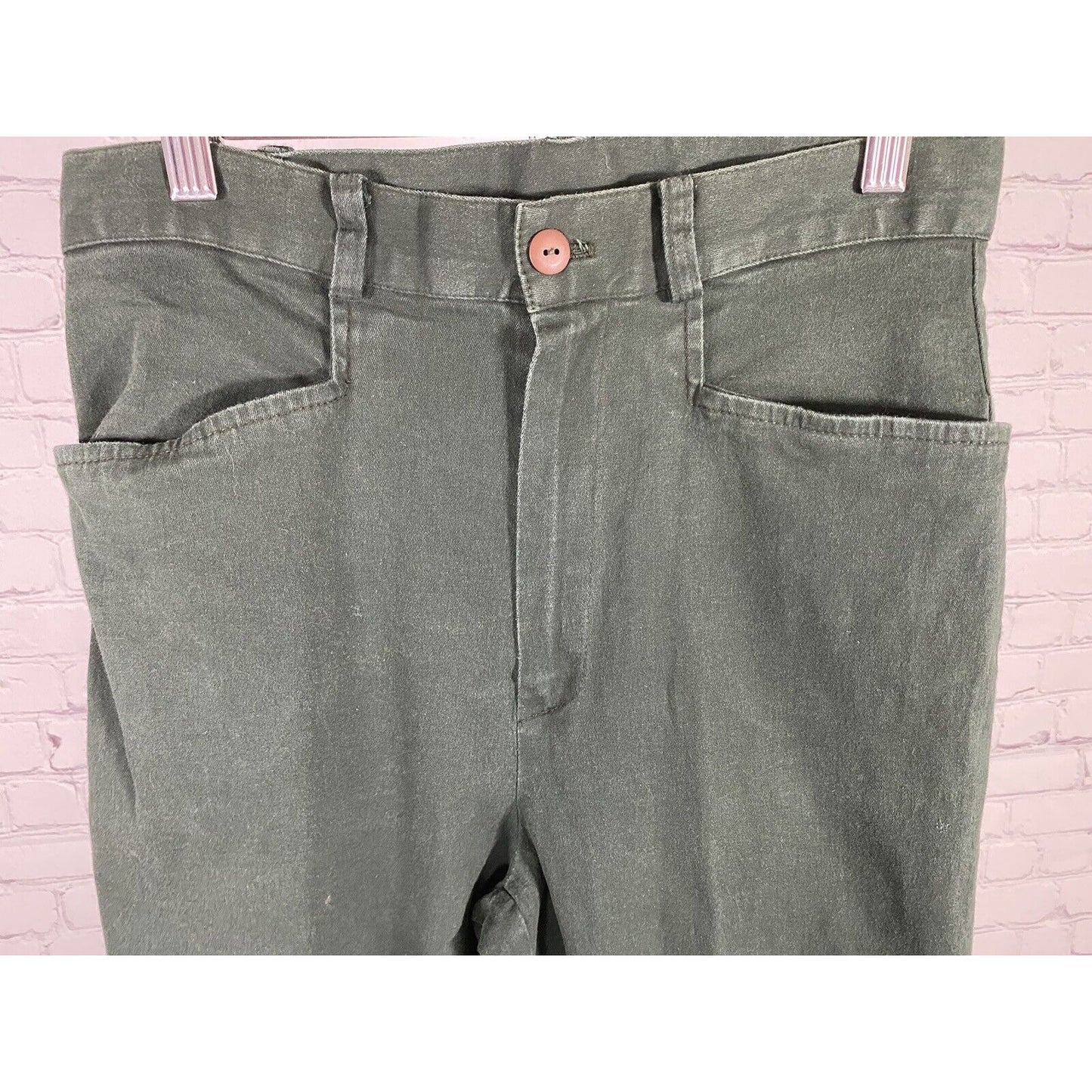 VTG David Paul Dark Green Cotton Blend Straight Leg Jeans Pants Size 10 (28x28)