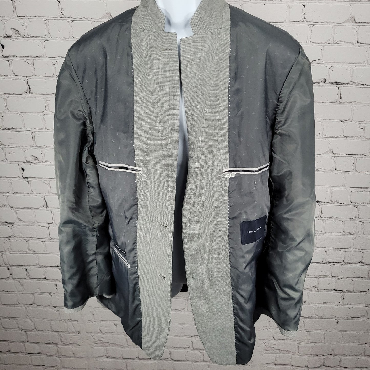 Tommy Hilfiger Grey Worsted Wool Stretch 2 Button Blazer Sports Coat Size 44R
