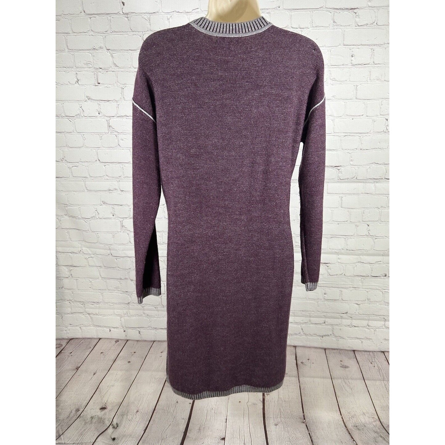 Orvis Purple Pullover 100% Wool Long Sleeve Knee Length Sweater Dress Size XS