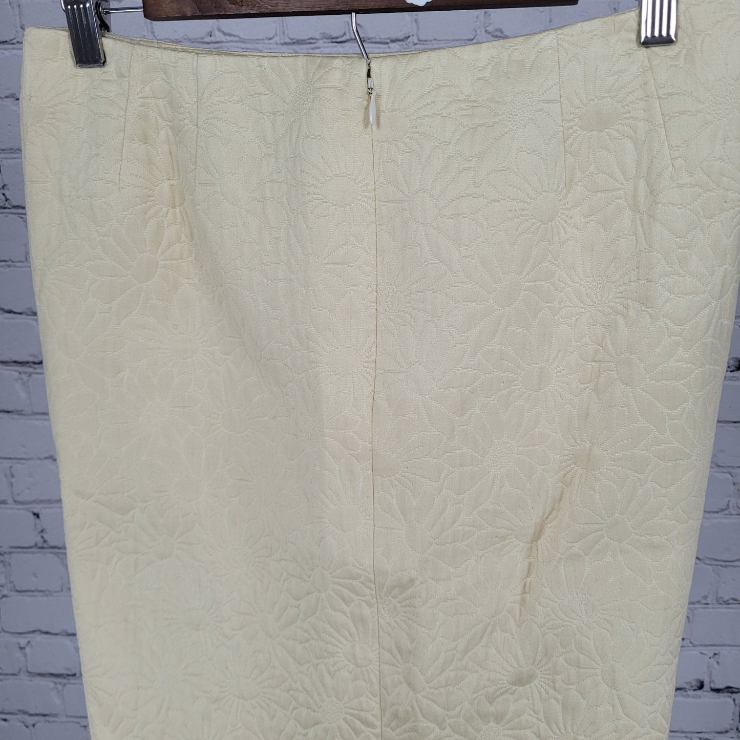VTG Neiman Marcus Bill Blass Yellow Floral Pencil Skirt USA Made Size XS (29x21)