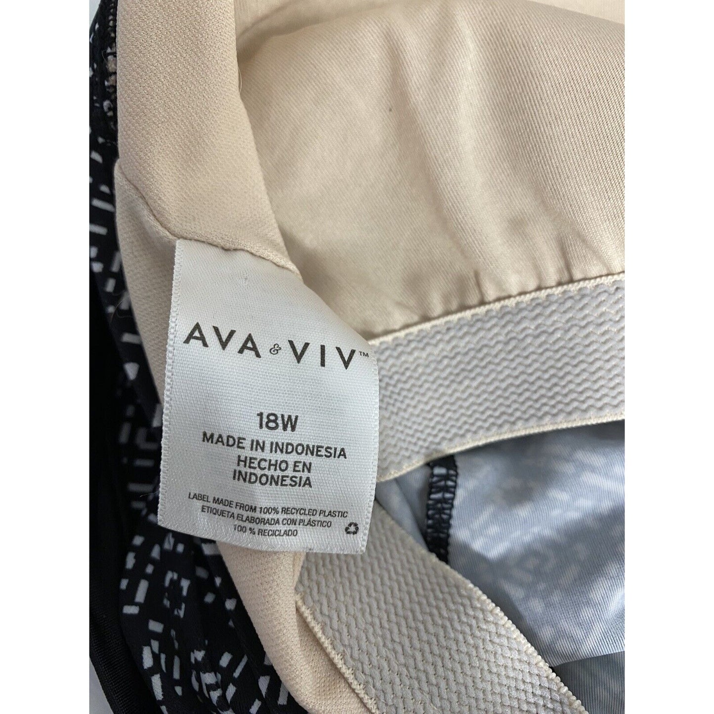 Ava Viv Black White Adjustable Strap Strappy Front Tankini Swim Suit Top 18W