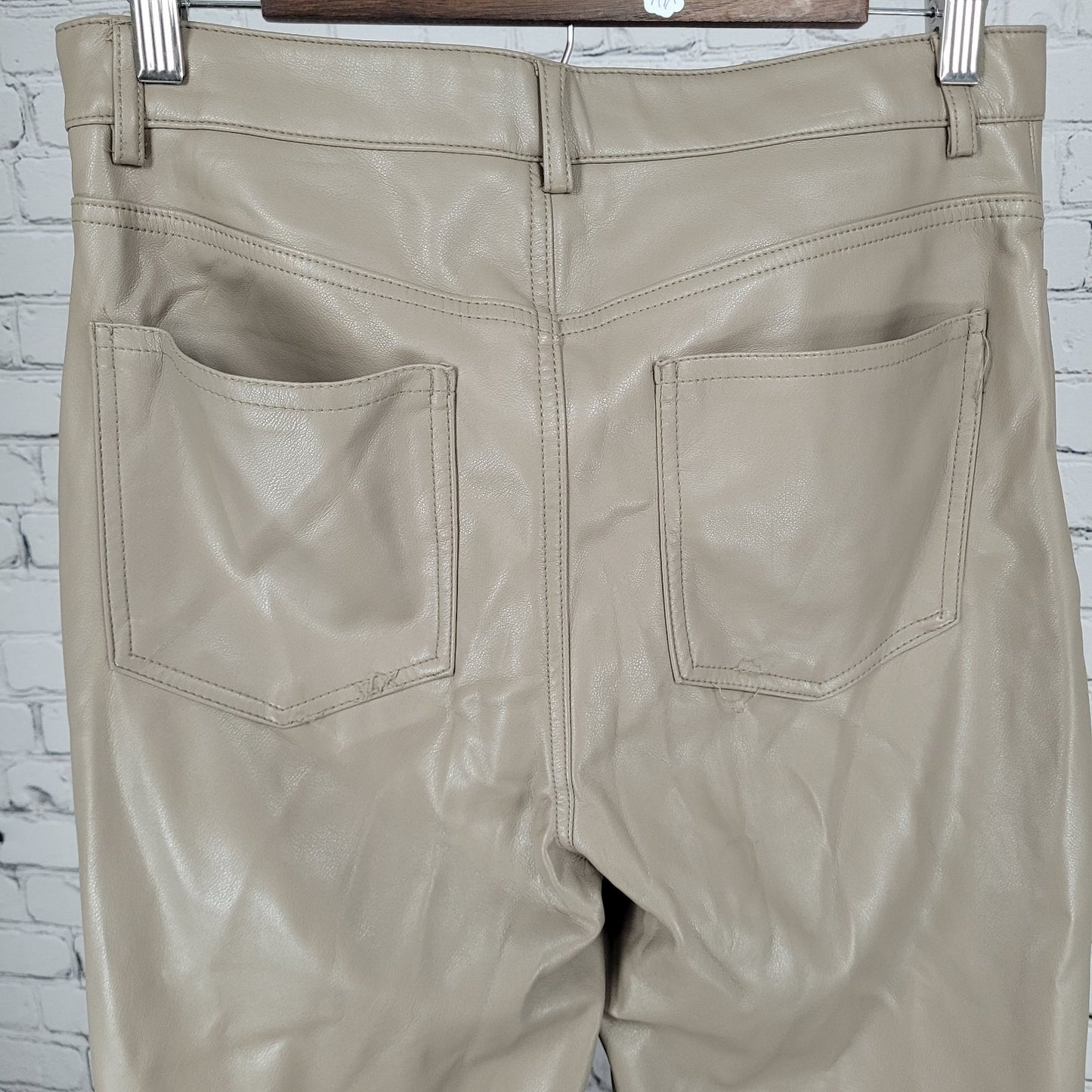 Dynamite Beige Faux Leather Stretch High Rise Straight Leg Pants Size 10 (29x29)