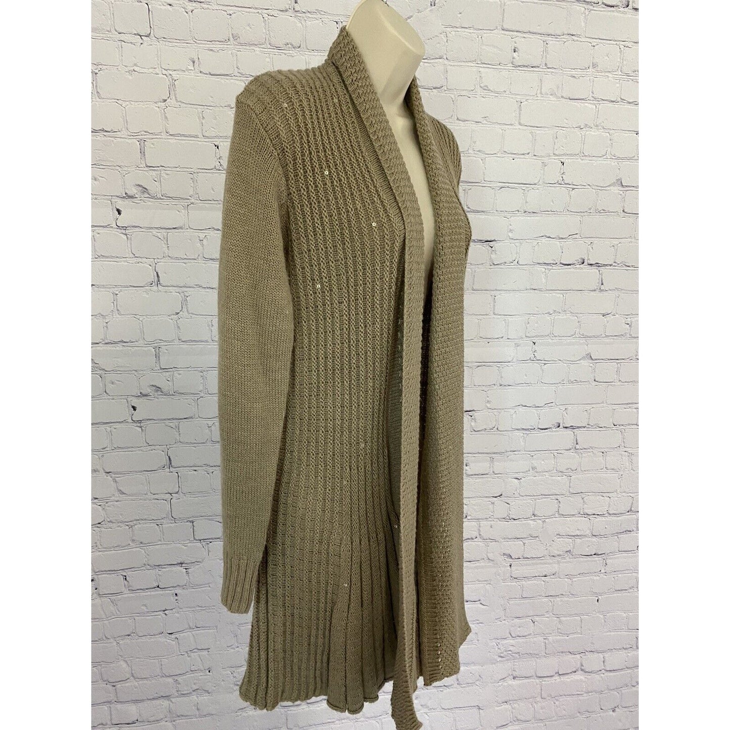 Alberto Makali Long Brown Wool Knit Sweater S Small