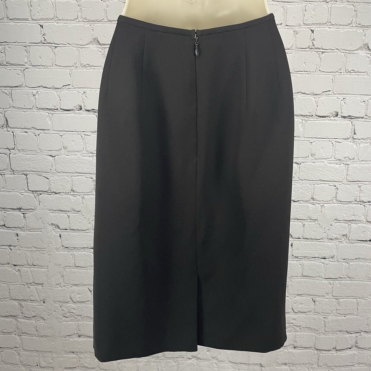 Tahari Black Skirt Suit Set Single Breasted 4 Button Velvet Accent Size 10