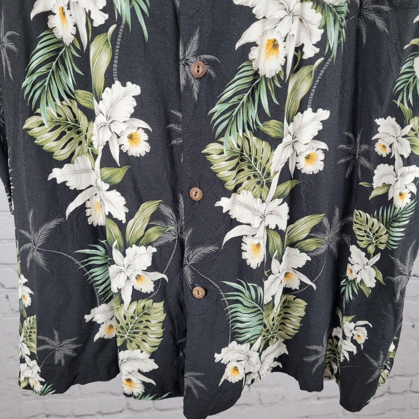 VTG Milson By Ky’s Black Tropical Floral Hawaiian Button Up Shirt USA Made 3XL