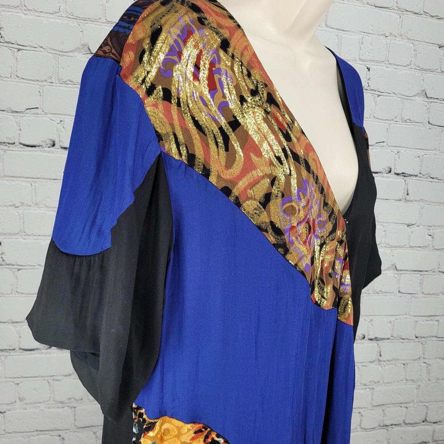 HD In Paris Anthropologie Colorblock Silk Blend Velvet Print Wrap Dress Size 12
