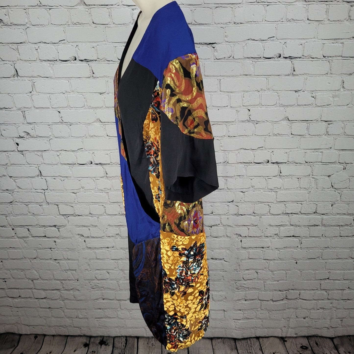 HD In Paris Anthropologie Colorblock Silk Blend Velvet Print Wrap Dress Size 12