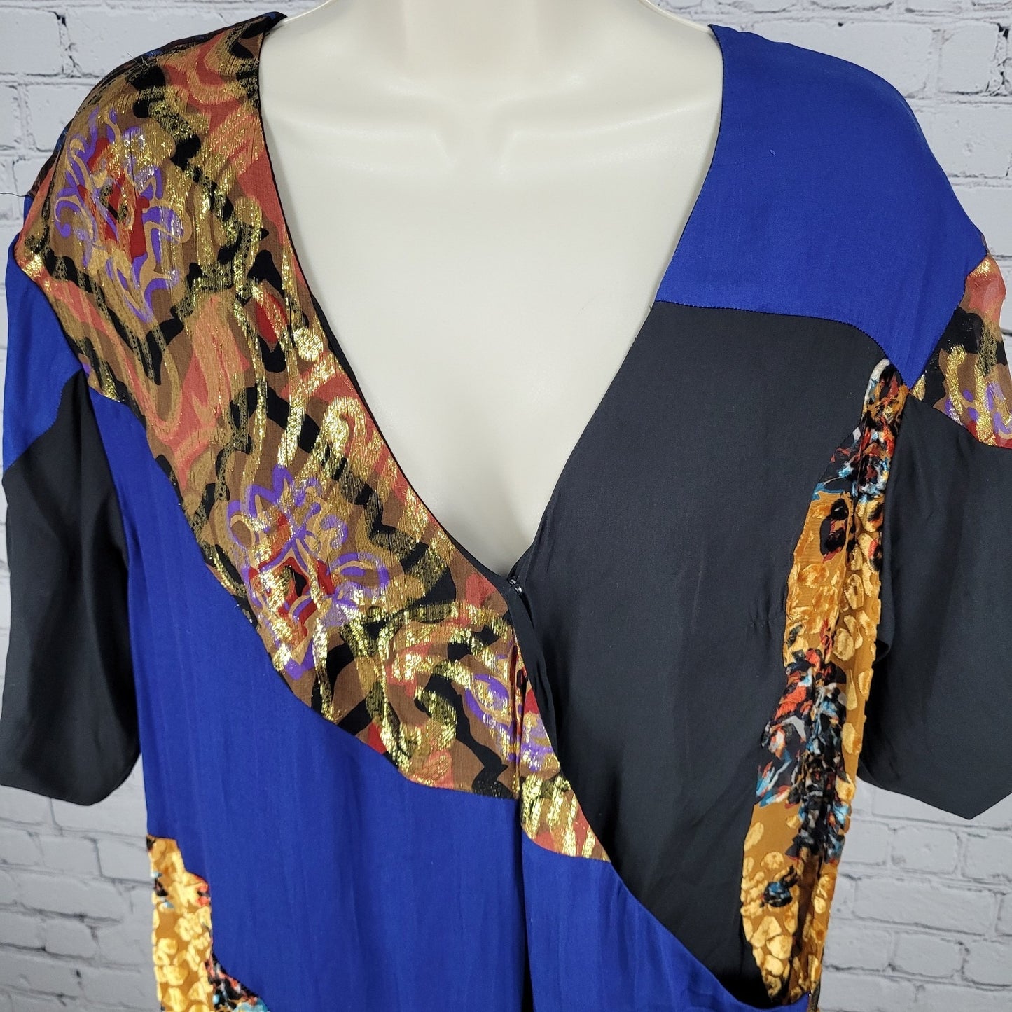 HD In Paris Anthropologie Colorblock Silk Blend Velvet Print Wrap Dress Size 12