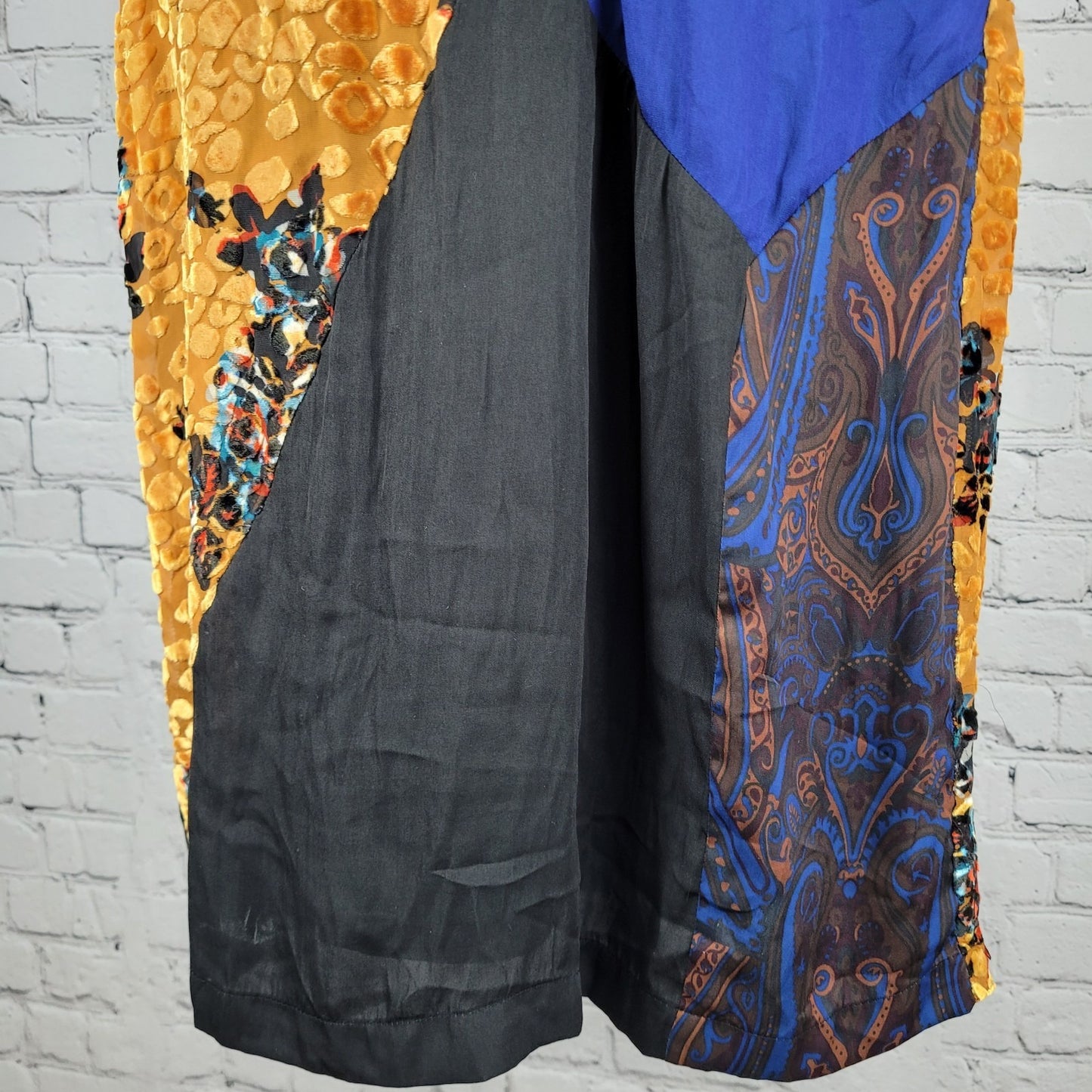 HD In Paris Anthropologie Colorblock Silk Blend Velvet Print Wrap Dress Size 12