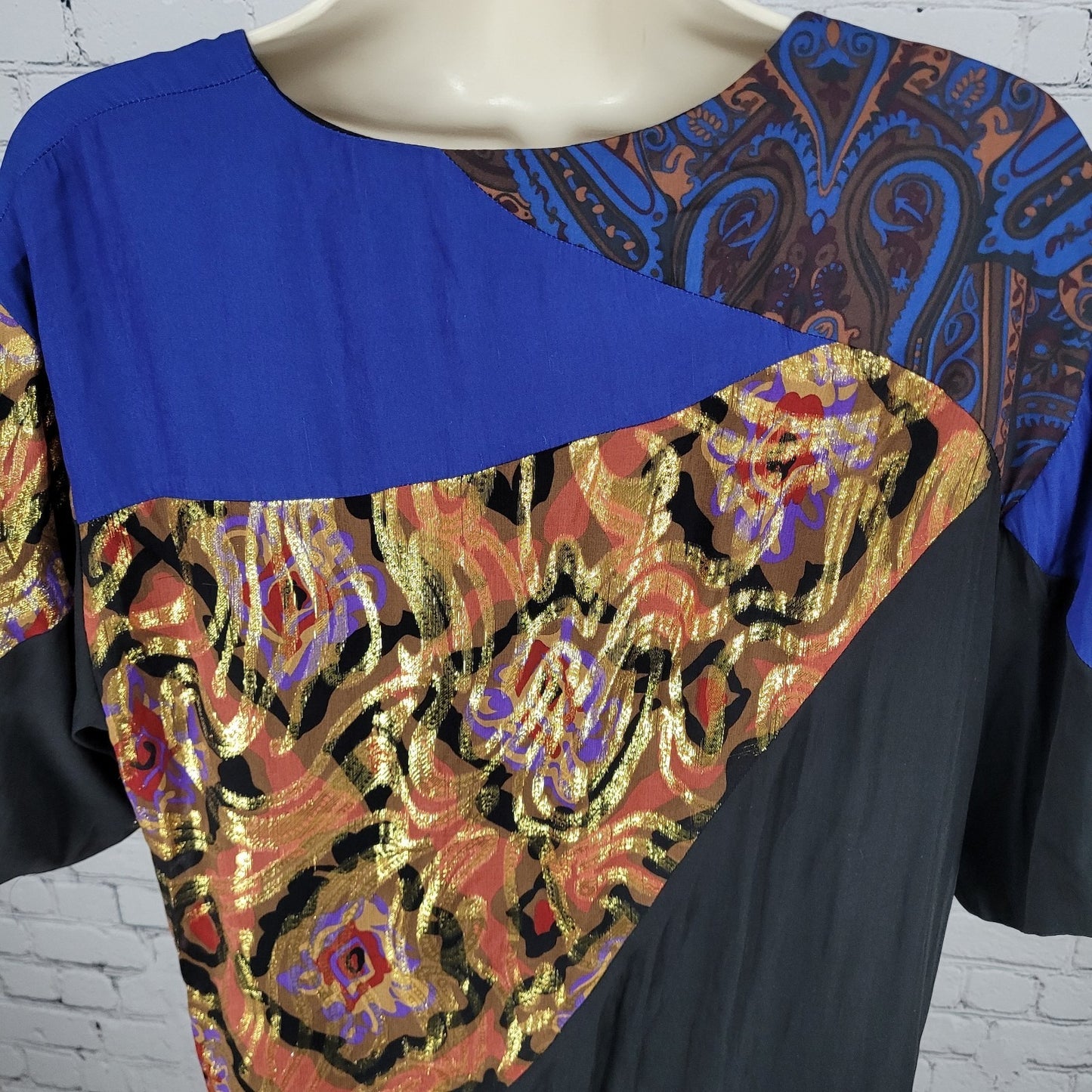HD In Paris Anthropologie Colorblock Silk Blend Velvet Print Wrap Dress Size 12