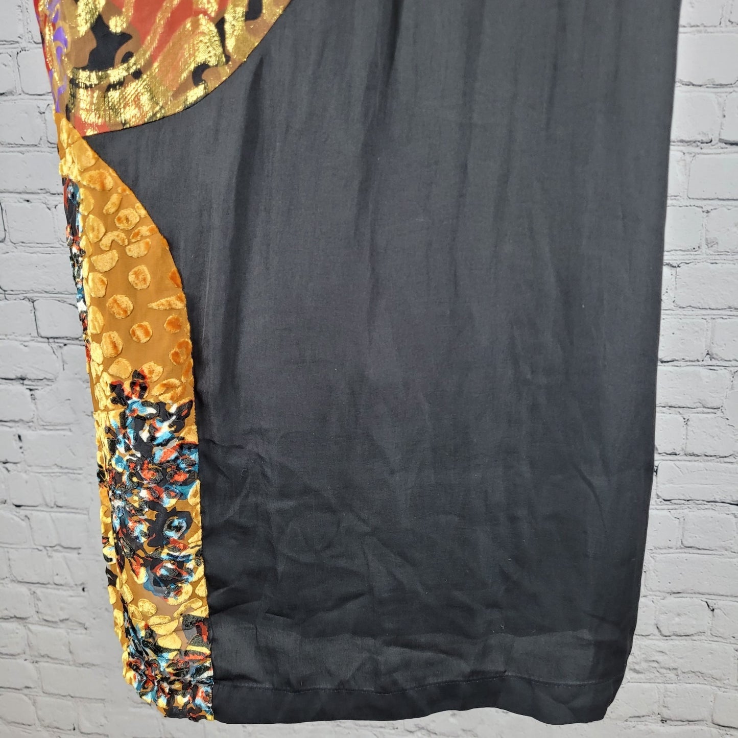 HD In Paris Anthropologie Colorblock Silk Blend Velvet Print Wrap Dress Size 12