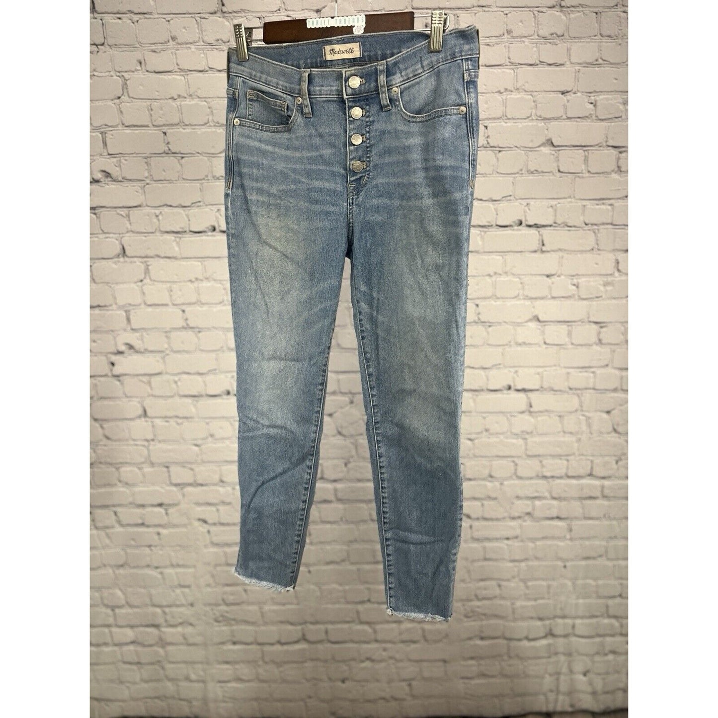Madewell Jeans 9" High Rise Skinny Crop Exposed Button Fly Raw Hem 28 (30”x 26”)