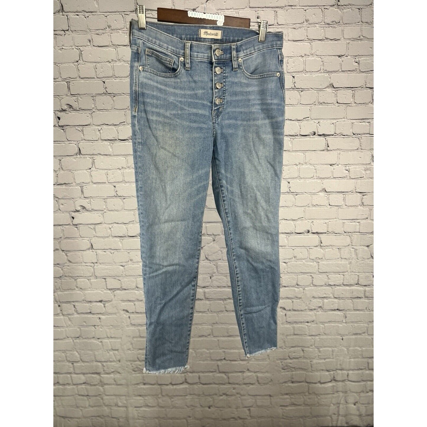 Madewell Jeans 9" High Rise Skinny Crop Exposed Button Fly Raw Hem 28 (30”x 26”)
