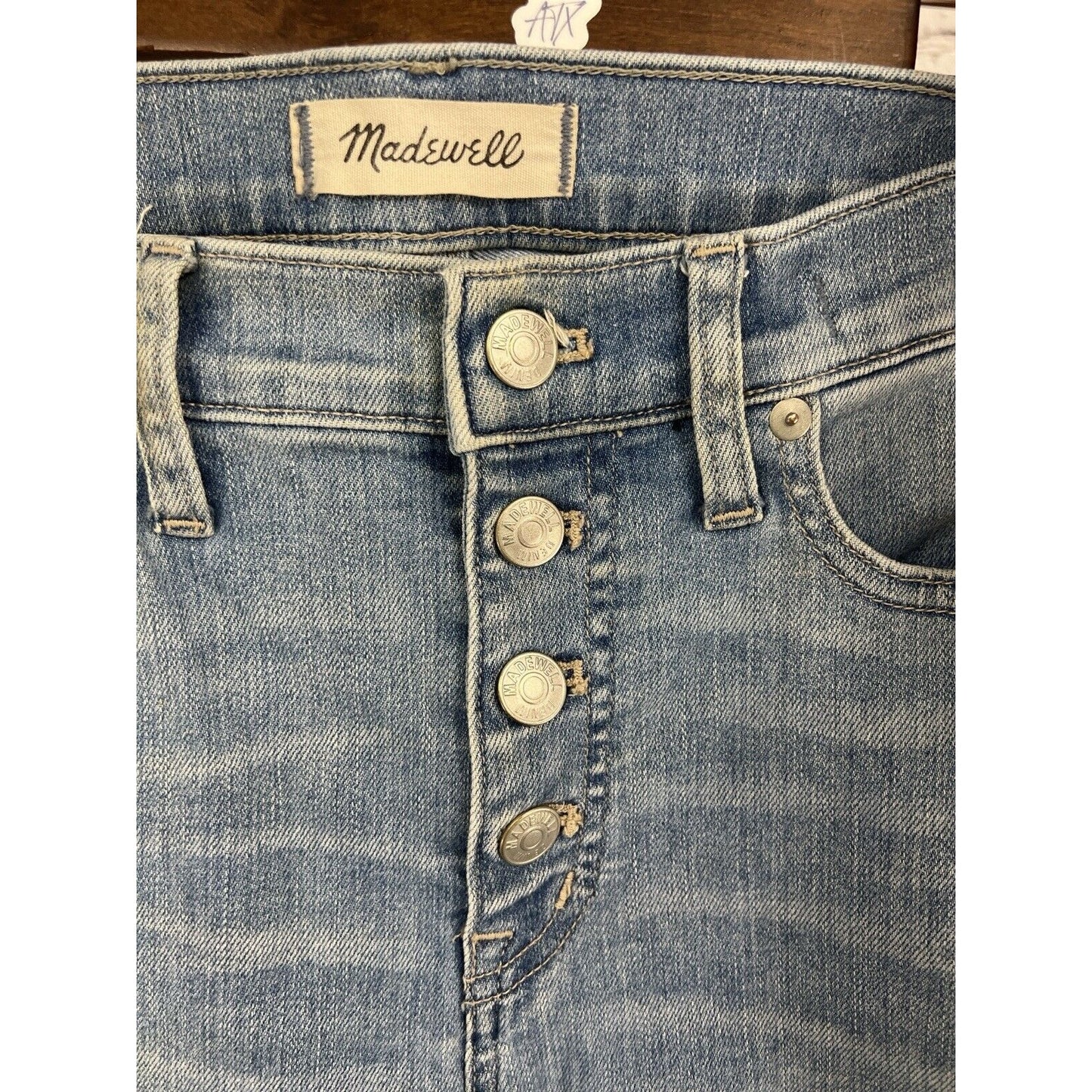 Madewell Jeans 9" High Rise Skinny Crop Exposed Button Fly Raw Hem 28 (30”x 26”)