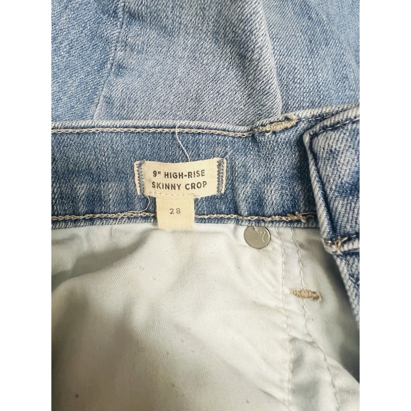Madewell Jeans 9" High Rise Skinny Crop Exposed Button Fly Raw Hem 28 (30”x 26”)