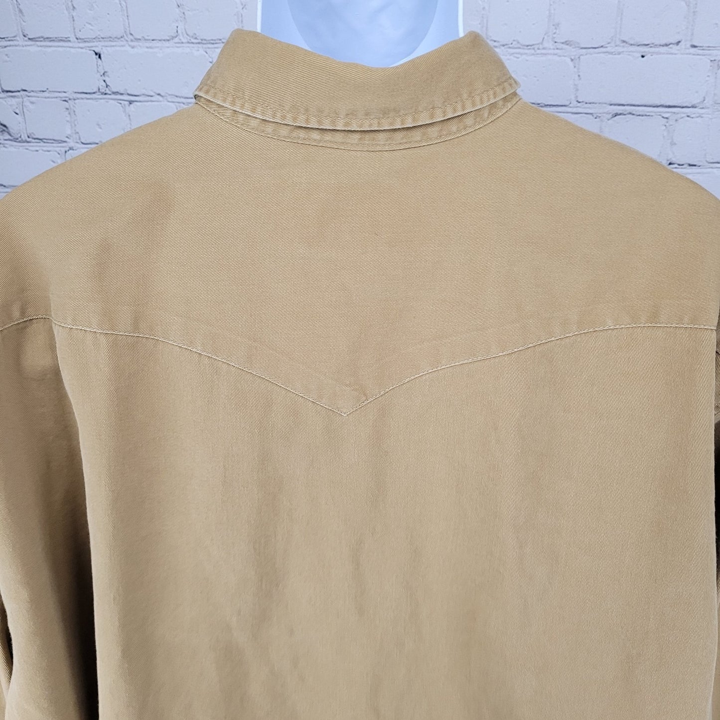 VTG Wrangler Tan Western X-Long Tail Pearl Snap Long Sleeve Shirt Big Size 20-36
