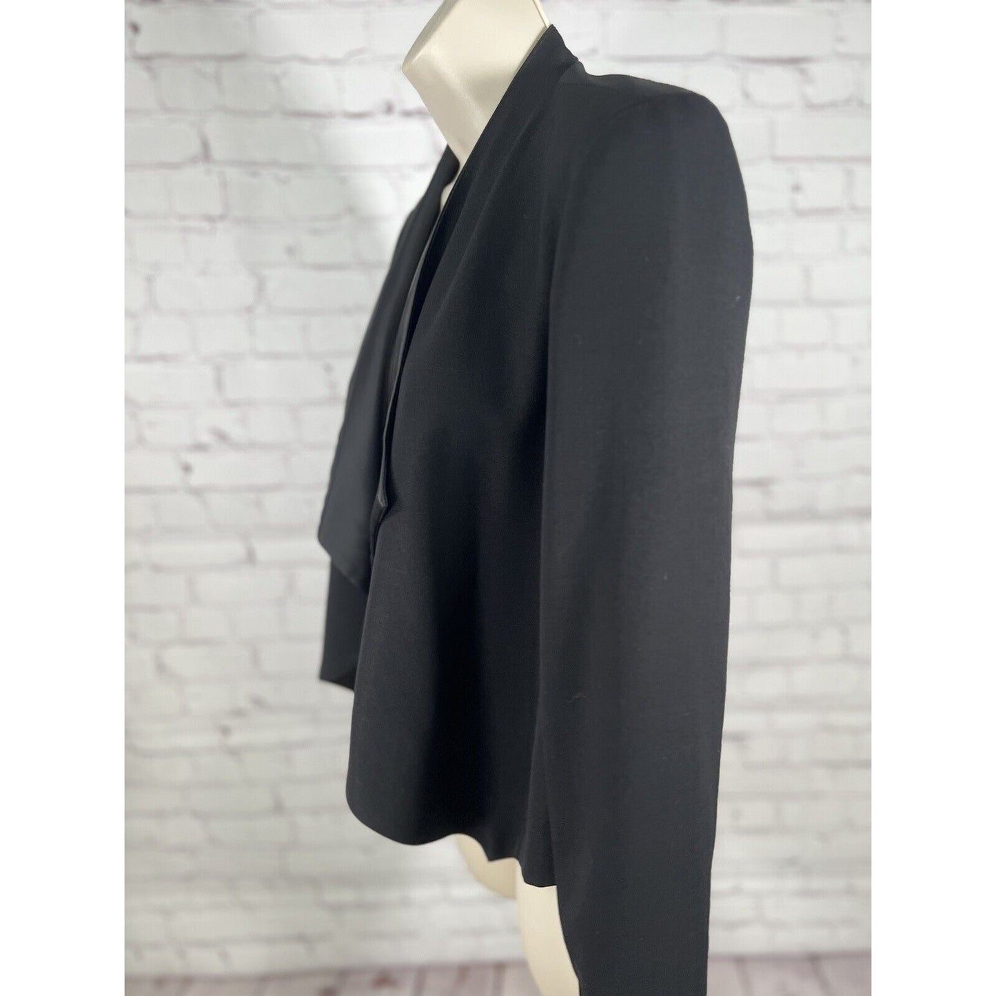 Anthropologie Elevenses Cardigan Open Solid Black Cropped Long Sleeve USA Size 4